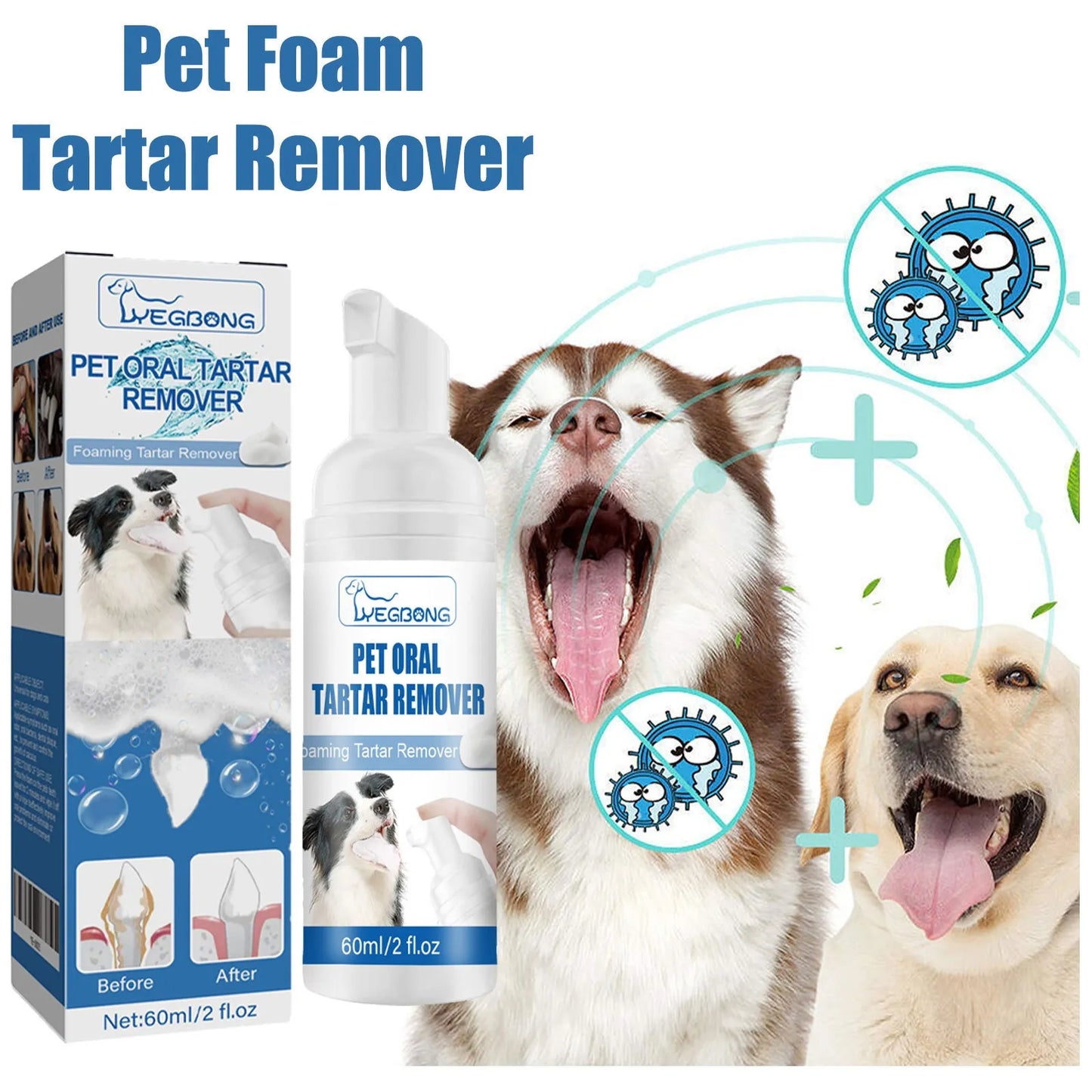 Pet Tartar Remover Foam - Fresh Breath & Healthy Teeth, No Brushing Needed!