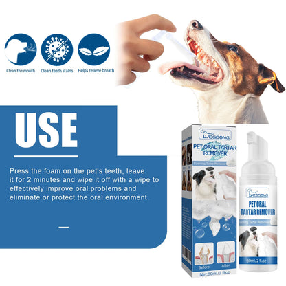 Pet Tartar Remover Foam - Fresh Breath & Healthy Teeth, No Brushing Needed!