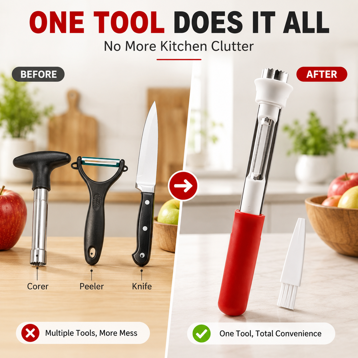 🍎🍐2-in-1 Fruit Corer & Peeler | Core & Peel in Seconds
