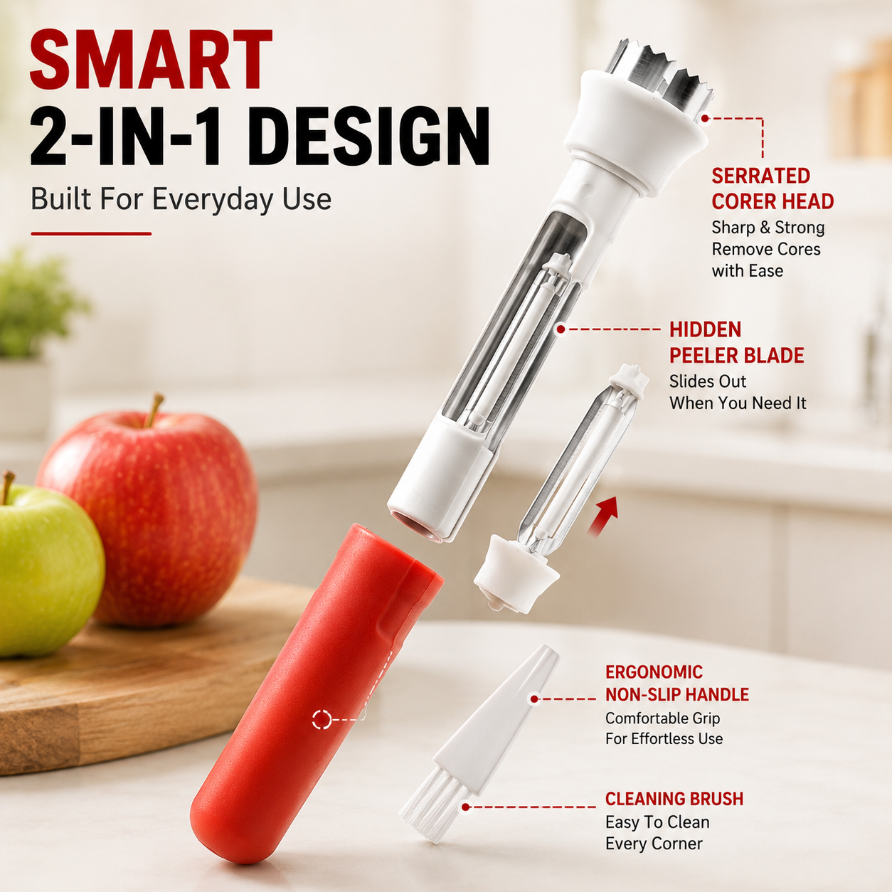 🍎🍐2-in-1 Fruit Corer & Peeler | Core & Peel in Seconds