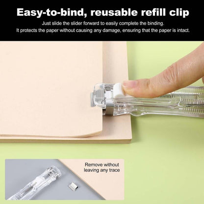 Portable Binder Clip Stapler - 🎁 FREE Bonus: 50 Reusable Clips Included