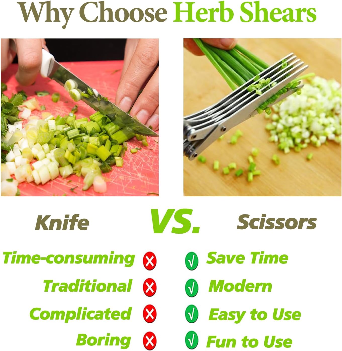 ✂️✨5-Blade Stainless Steel Herb Scissors with Cleaning Brush & Protective Cover