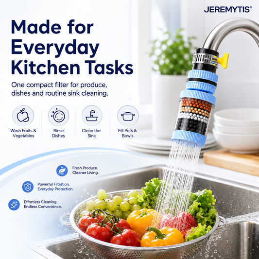 💧 Premium 6-Stage Faucet Water Filter with 360° Swivel – Splash-Free Rinsing for Fruits, Vegetables & Dishes, 1-Pack 🥬🍽️