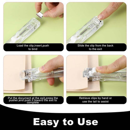 Portable Binder Clip Stapler - 🎁 FREE Bonus: 50 Reusable Clips Included