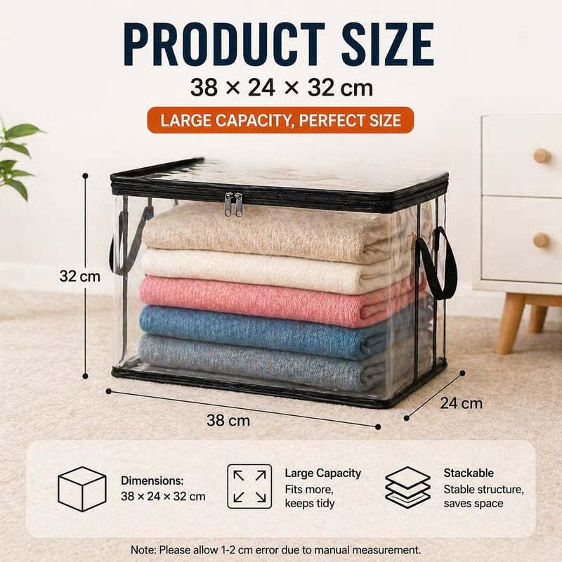 Large Heavy-Duty Thick Clear Storage Bag for Clothes, Moving & Storage