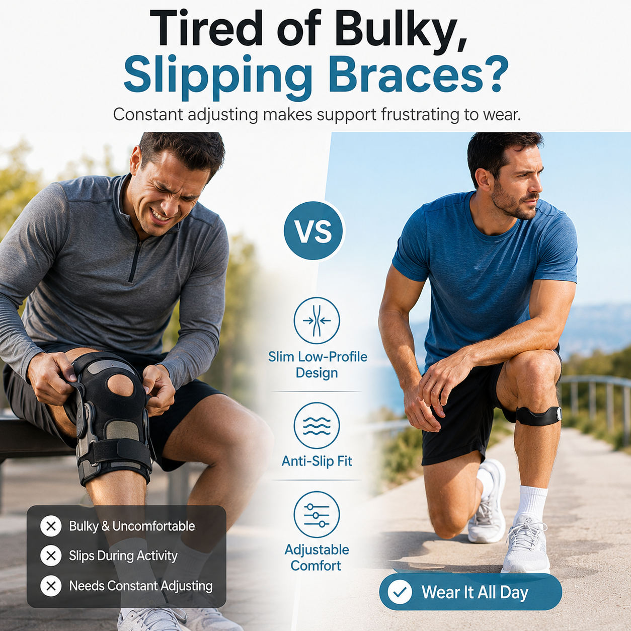 Silicone Patella Knee Strap for Knee Pain Relief