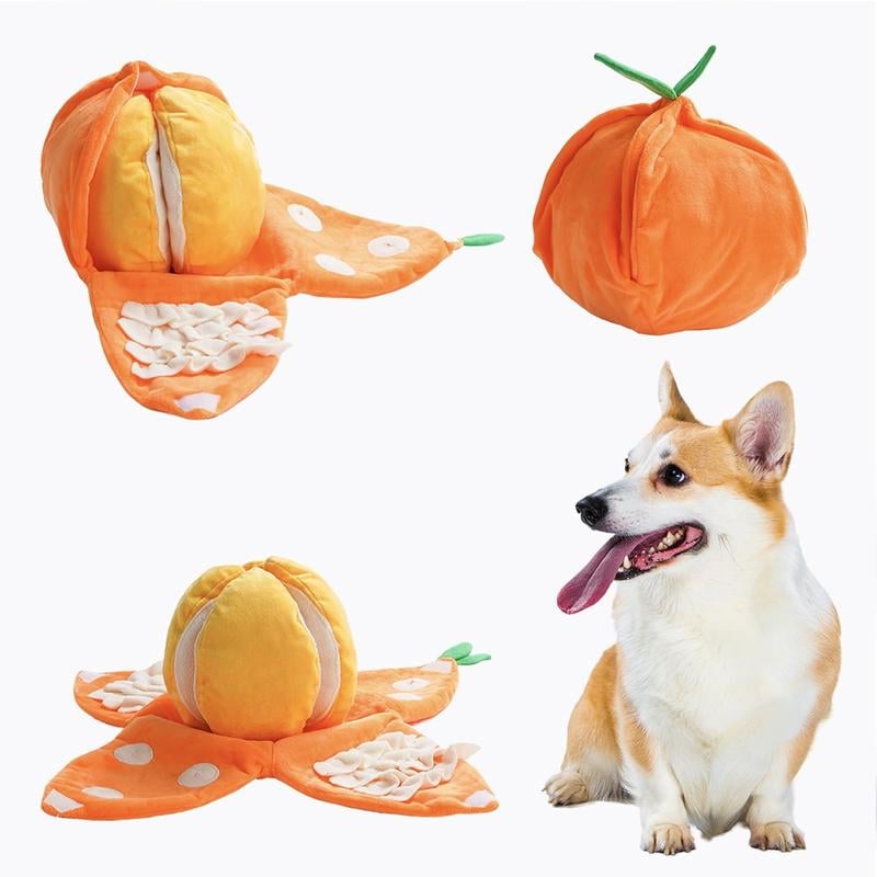 Interactive Plush Tangerine Snuffle Toy