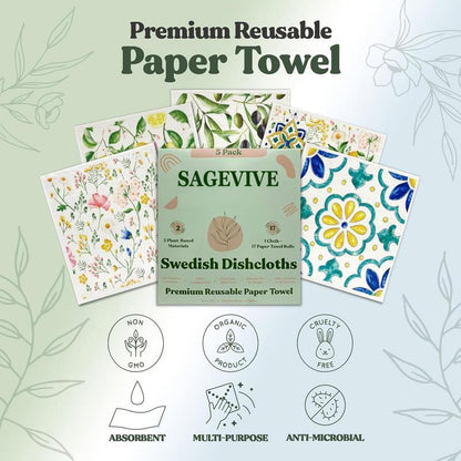 🔥Last Day 49% OFF 💥Swedish Dishcloths for Kitchen & Cleaning | 5 Pack