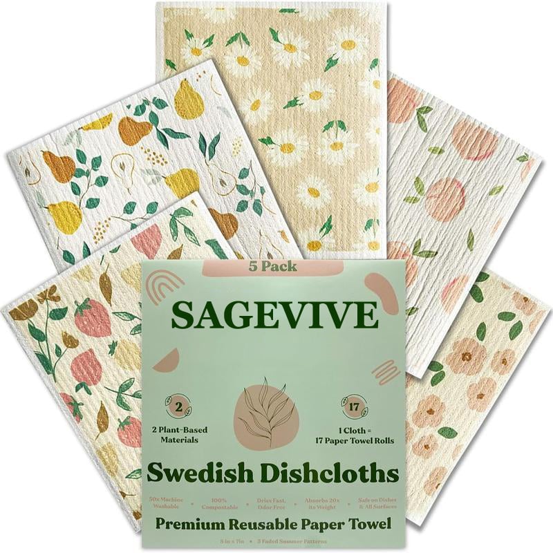 🔥Last Day 49% OFF 💥Swedish Dishcloths for Kitchen & Cleaning | 5 Pack