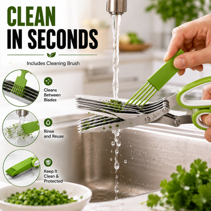 ✂️✨5-Blade Stainless Steel Herb Scissors with Cleaning Brush & Protective Cover