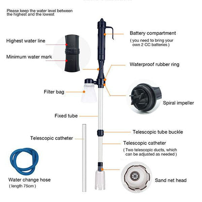 🐠 50% OFF NOW! Electric gravel cleaner for aquariums – battery-powered, adjustable tube length & easy to clean – perfect for all aquariums 🧹🐟